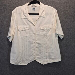Vintage Stonebridge Linen Blend Top Coastal Utility Chic Safari Style Normcore